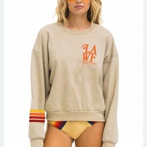 Aviator Nation LOS ANGELES WINE & FOOD 2025 CREW SWEATSHIRT RELAXED - SAND